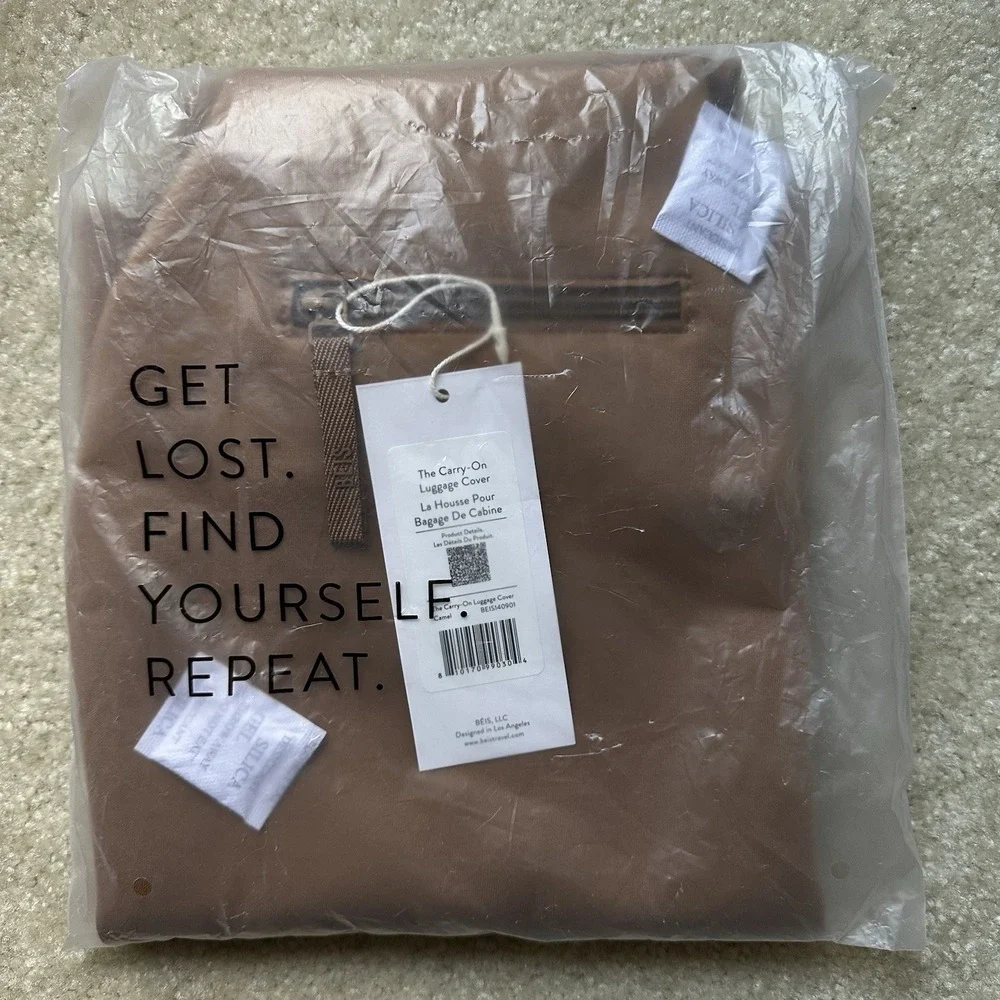 BÉIS Carry-On Luggage Cover Camel NWT $58 Travel Suitcase Protector